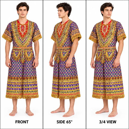 AI multicolour Raja Coat three-view preview