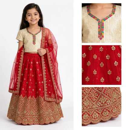 AI styled red lehenga detail collage