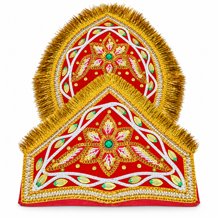 Handmade Double Mukut Crown for Kids (10+ Years) – Red and Black