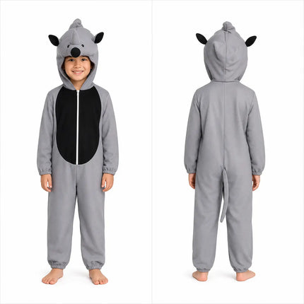 Rhinoceros Fancy Dress Costume – Cute Wild Animal Jumpsuit with Attached Hood fancydresswale.com