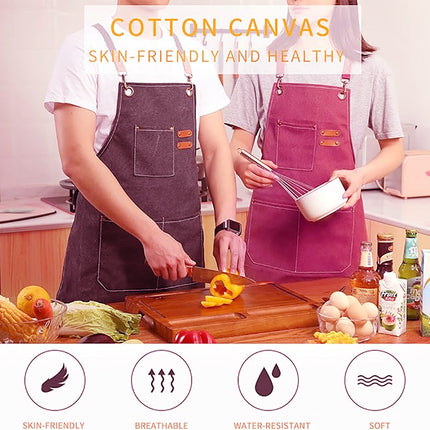 Chef Aprons Canvas Cross Back Premium : Stylish Unisex Design with Spacious Pockets fancydresswale.com