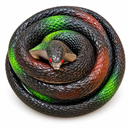 Round coiled snake costume accessory on white background