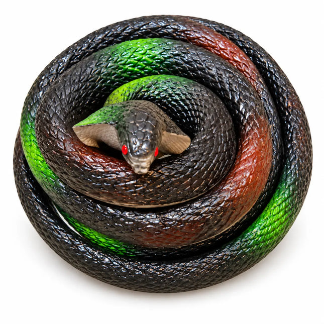 Round coiled snake costume accessory on white background