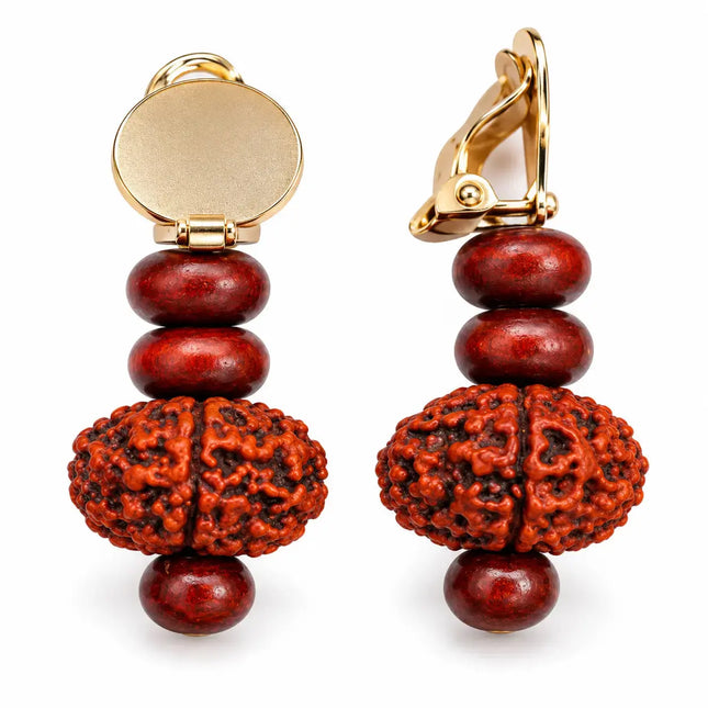 Rudraksha Kundal bead and gold-tone clip close-up