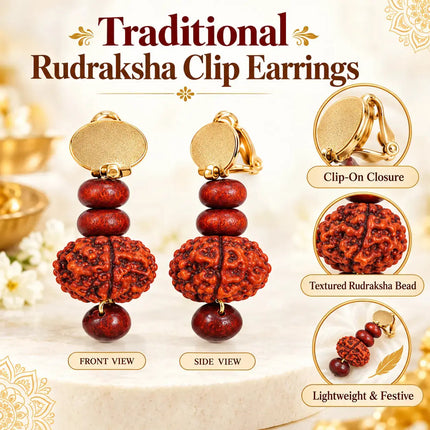Rudraksha Kundal clip-on earring details