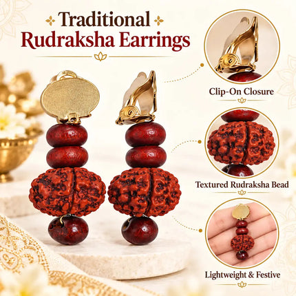 Rudraksha clip earrings combo pack