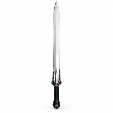30-inch Samurai Talwar with silver-tone blade and ornate black handle