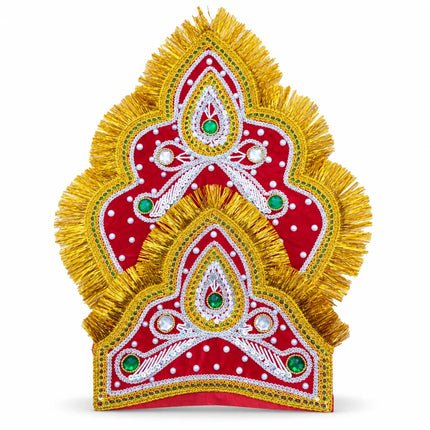 Scalloped Two-Tier Mukut Crown for Ramleela & Fancy Dress – Black & Red fancydresswale.com