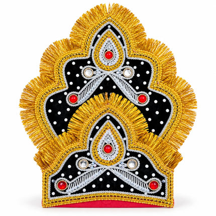 Scalloped Two-Tier Mukut Crown for Ramleela & Fancy Dress – Black & Red fancydresswale.com