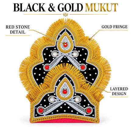 Scalloped Two-Tier Mukut Crown for Ramleela & Fancy Dress – Black & Red fancydresswale.com