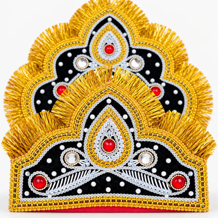 Scalloped Two-Tier Mukut Crown for Ramleela & Fancy Dress – Black & Red fancydresswale.com