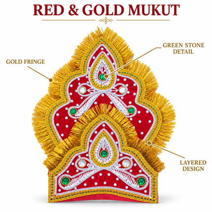 Scalloped Two-Tier Mukut Crown for Ramleela & Fancy Dress – Black & Red fancydresswale.com