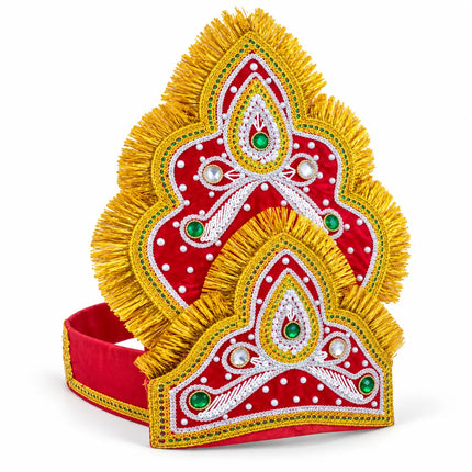 Scalloped Two-Tier Mukut Crown for Ramleela & Fancy Dress – Black & Red fancydresswale.com