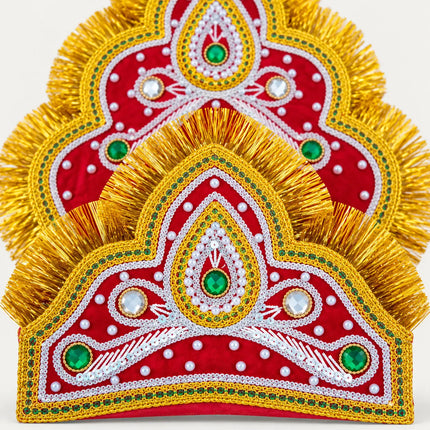 Scalloped Two-Tier Mukut Crown for Ramleela & Fancy Dress – Black & Red fancydresswale.com