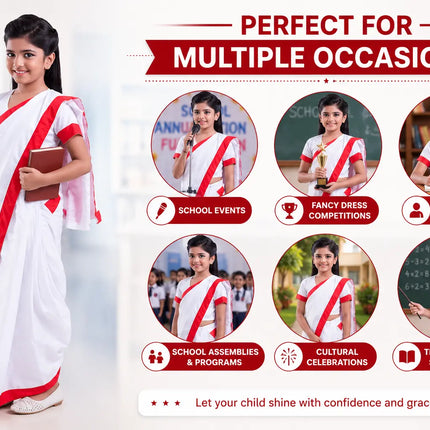 School Principal Saree Dress Costume For Girls Fancydresswale