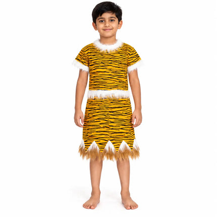 Shankar Heavy golden-yellow tiger-print costume front view