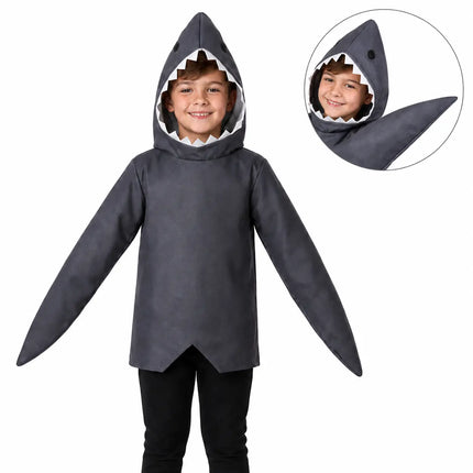 Shark Animal Costume Jumpsuit with Hood & Fins fancydresswale.com