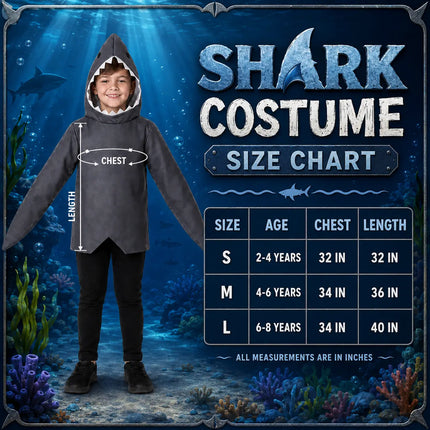 Shark Animal Costume Jumpsuit with Hood & Fins fancydresswale.com