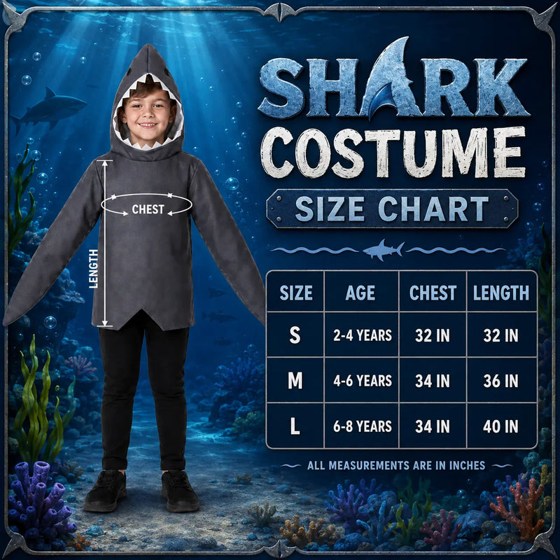 Shark Animal Costume Jumpsuit with Hood & Fins fancydresswale.com