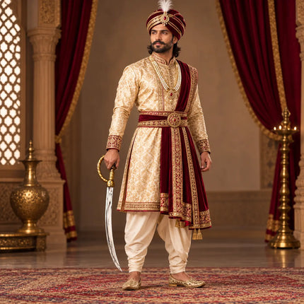 Traditional royal costume with Shivaji Talwar styling