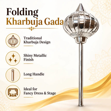 Silver-Tone Folding Kharbuja Gada for Fancy Dress & Stage Performances fancydresswale.com