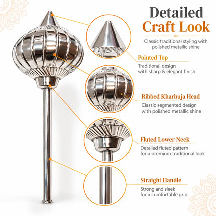 Silver-Tone Folding Kharbuja Gada for Fancy Dress & Stage Performances fancydresswale.com