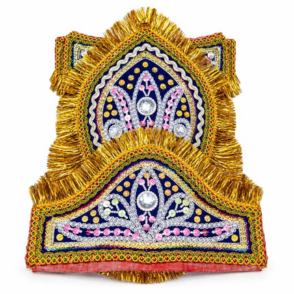 Small Double-Tier Mukut Crown for Kids (4-10 Years) – Navy Blue and Red fancydresswale.com