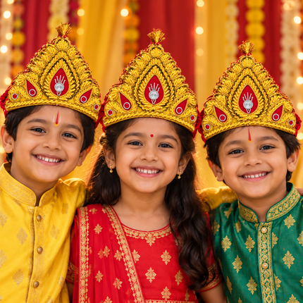 Royal Golden Mukut Crown for Adults – Set of 12
