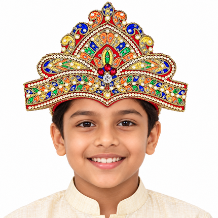Multicolor Handmade Floral Mukut Crown for Kids – Pack of 6