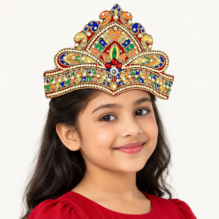 Multicolor Handmade Floral Mukut Crown for Kids – Pack of 6