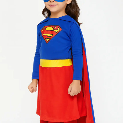 Supergirl Dress with Cape and Stocking Fancydresswale