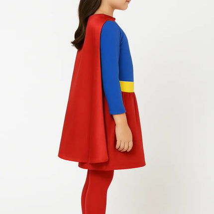 Supergirl Dress with Cape and Stocking Fancydresswale