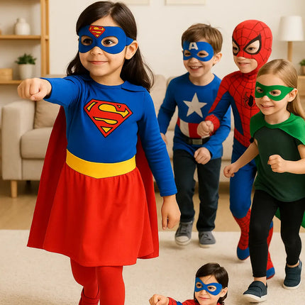 Supergirl Dress with Cape and Stocking Fancydresswale
