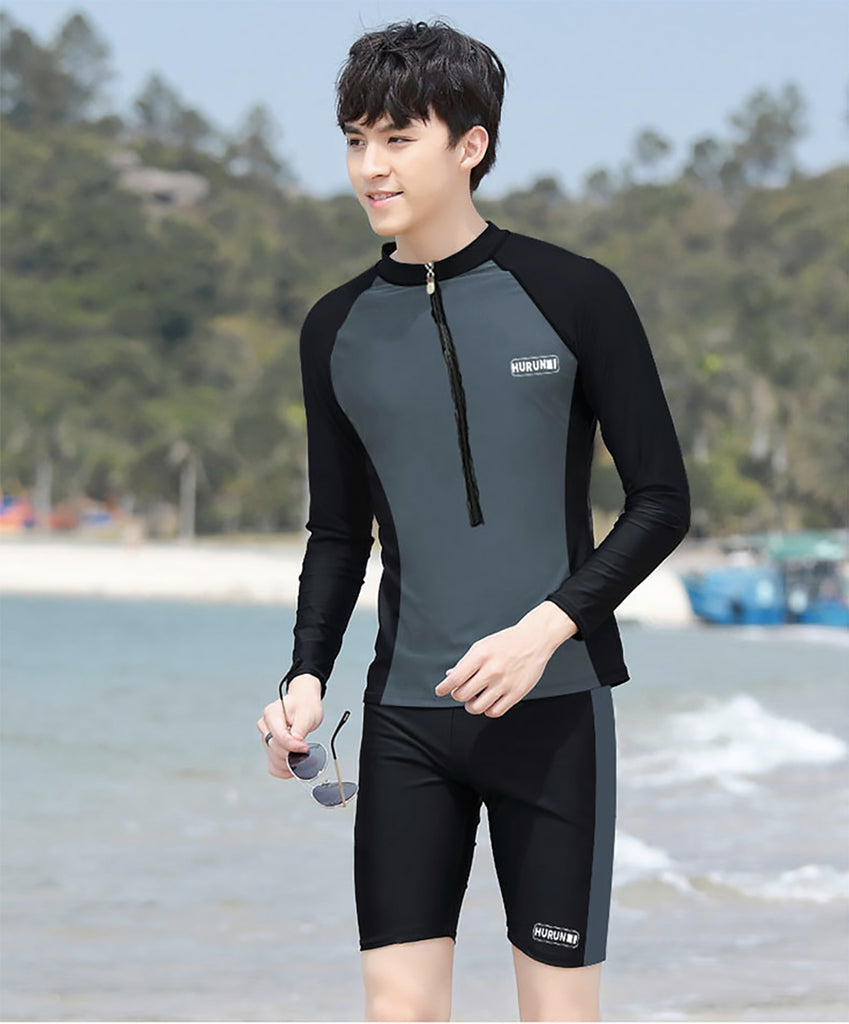 Swimming Suit Men 1 Piece Long Sleeved Sun Protection Conservative Training  Professional Swimsuit Youth Quick Drying Diving Suit - Wetsuits - AliExpress