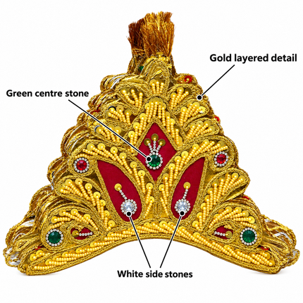 Grand Golden Mukut Crown with Jewel Accents for Kids (12-15 Years) – Set of 12