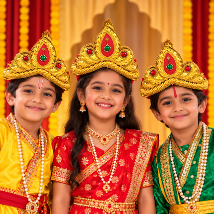 Perfect Golden Mukut Crown for Kids (3-6 Years) – Set of 12