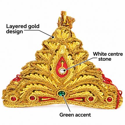 Royal Golden Mukut Crown with Burgundy Panel for Kids (8-12 Years) – Set of 12