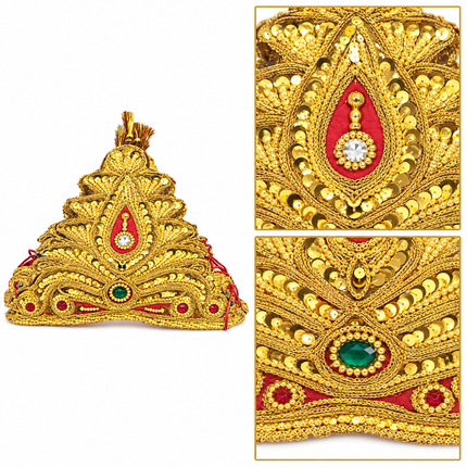 Royal Golden Mukut Crown with Burgundy Panel for Kids (8-12 Years) – Set of 12