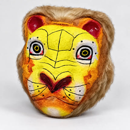 Angled view of Tiger Mask Spring with painted geometric facial lines