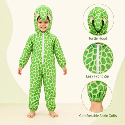 Tortoise Costume for Kids – Cute Green Turtle Fancy Dress Jumpsuit with Shell | Ages 2.5 to 8 Years fancydresswale.com