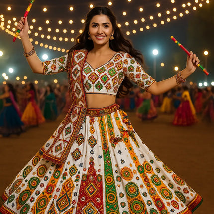 Traditional Navratri Lehenga Choli with Dupatta for Women & Girls | Gujarati Garba Chaniya Choli fancydresswale.com