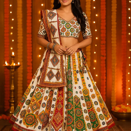 Traditional Navratri Lehenga Choli with Dupatta for Women & Girls | Gujarati Garba Chaniya Choli fancydresswale.com