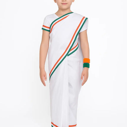 Tri-color saree for Girls - Tiranga costume for Girls for Fancy dress competitions independence day costumes Fancydresswale