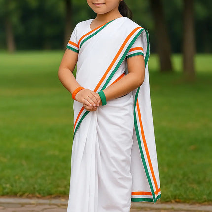 Tri-color saree for Girls - Tiranga costume for Girls for Fancy dress competitions independence day costumes Fancydresswale