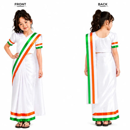 Tri-color saree for Girls - Tiranga costume for Girls for Fancy dress competitions independence day costumes Fancydresswale