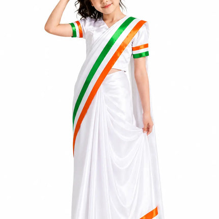 Tri-color saree for Girls - Tiranga costume for Girls for Fancy dress competitions independence day costumes Fancydresswale