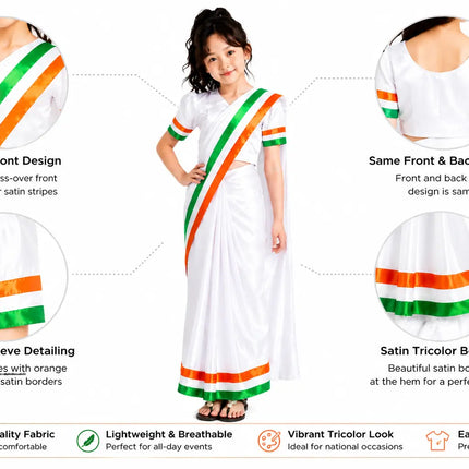 Tri-color saree for Girls - Tiranga costume for Girls for Fancy dress competitions independence day costumes Fancydresswale