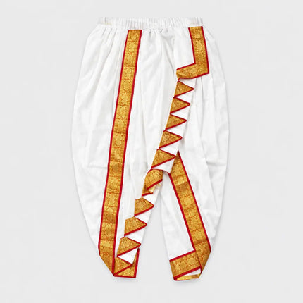 White Dhoti Patka decorative front folds detail