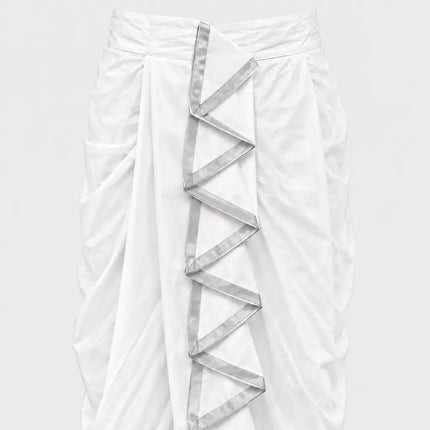 White Mahabharat dhoti front close-up on light-gray background