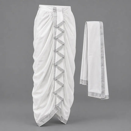 White Mahabharat dhoti side-angle preview
